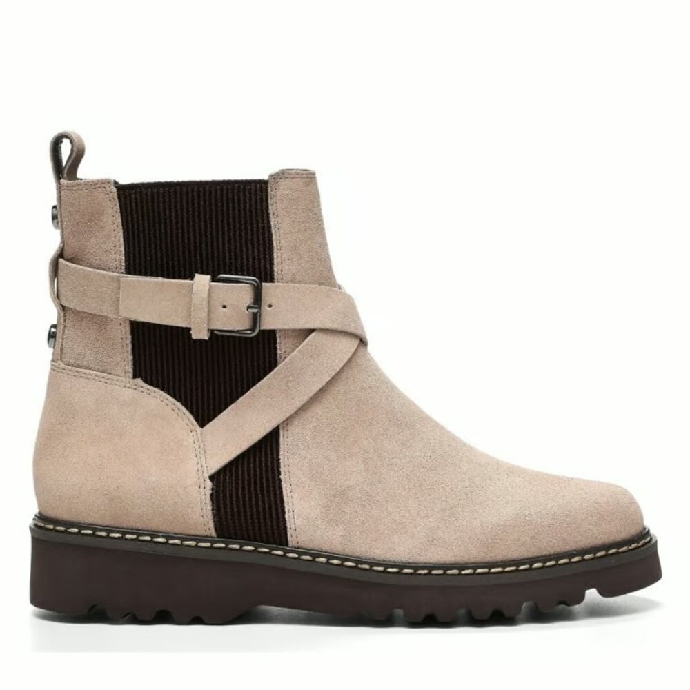 Donald Pliner Boots Size 8.5 Leather Suede Beige Captain Booties